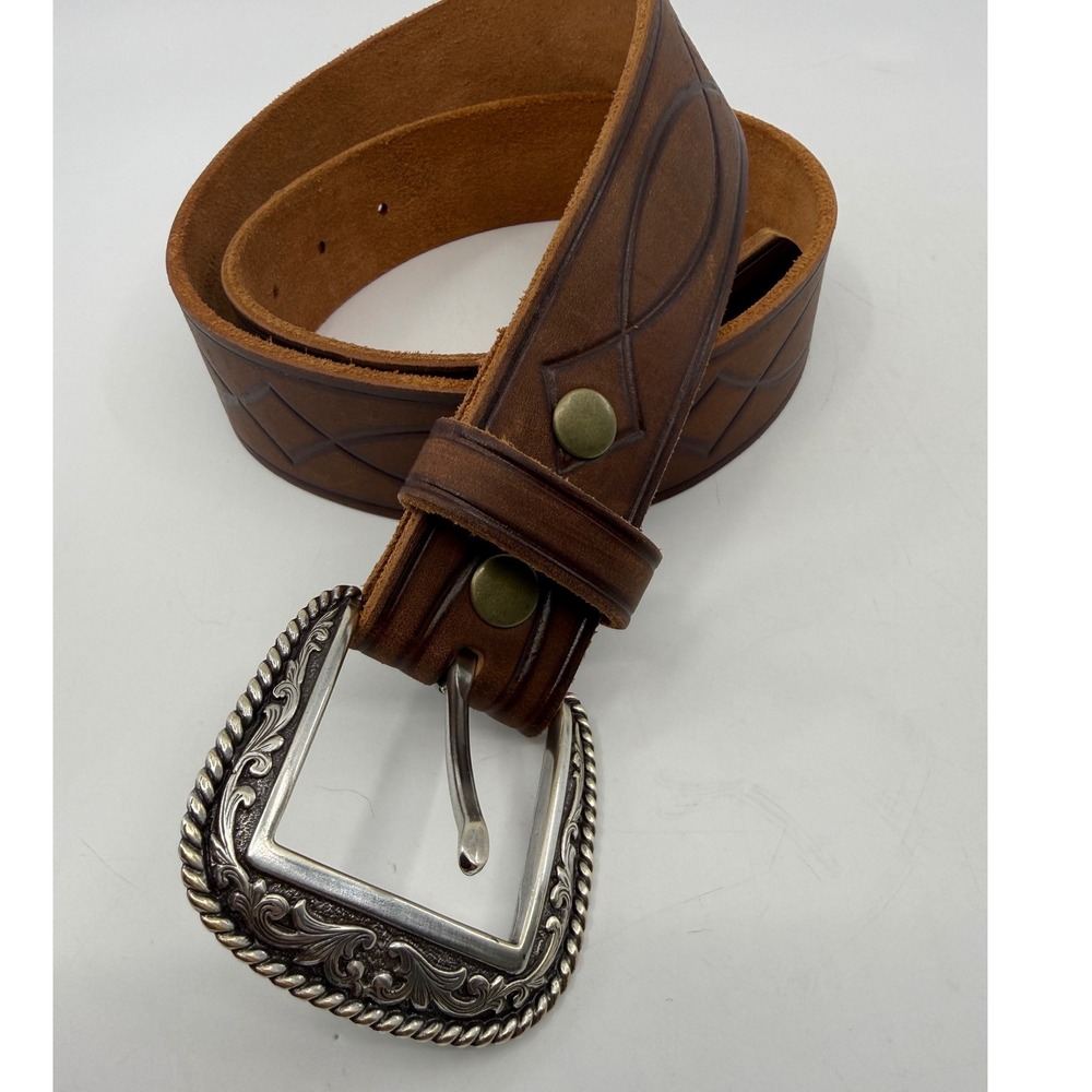 Ariat Fullerton 34 Brown Full Grain Leather Western Belt 2007 Limited Buckle